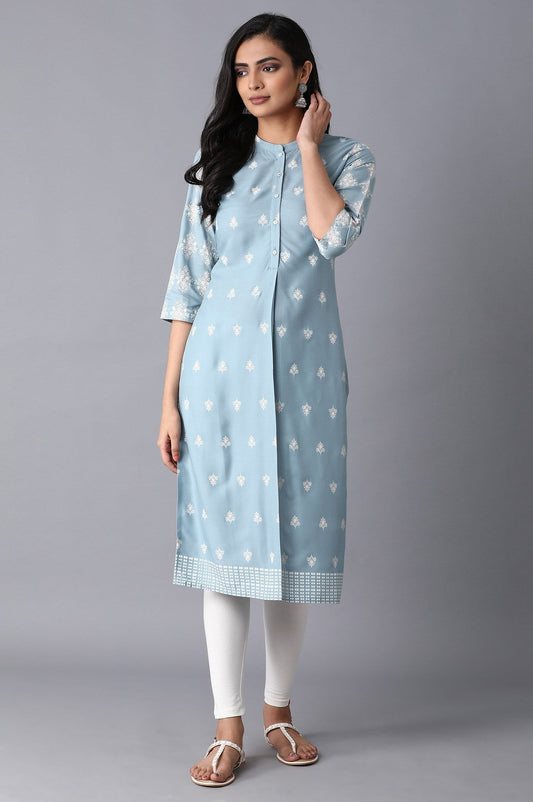 Light Blue Printer Kurta