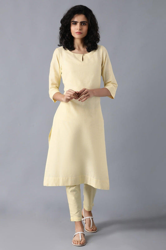 Yellow Round Neck Classic kurta