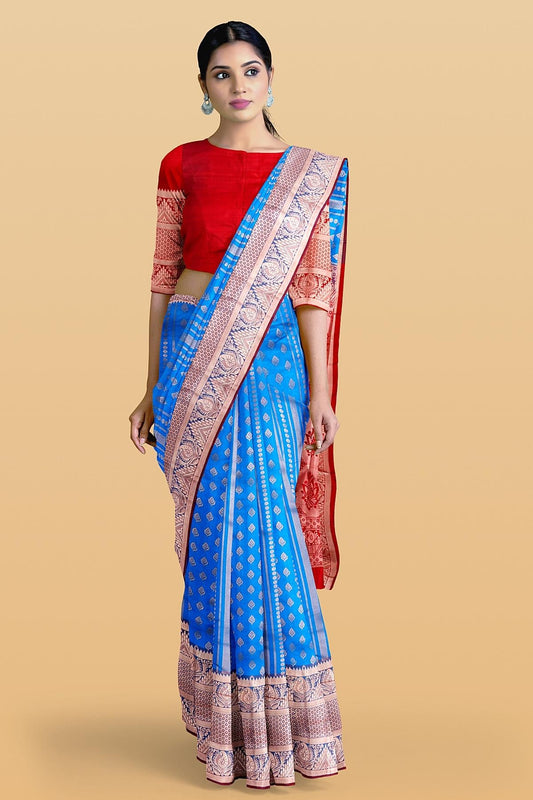 BLUE and MAROON   Saree with banarasi fancy